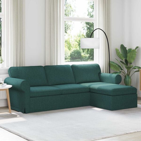 vidaXL Soffa M&ouml;rkgr&ouml;n 215 x 138 x 80 cm tyg