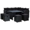 vidaXL Loungegrupp med dynor 6 delar svart konstrotting