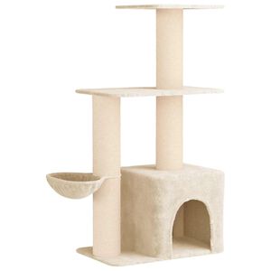 vidaXL Katttr&auml;d med sisal kl&ouml;spelare Gr&auml;ddvit 133 cm