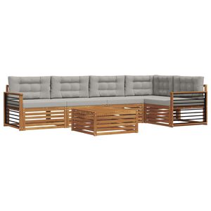 vidaXL Utomhussoffset 6 pcs Naturlig och Ljus Gr&aring; Massivt Akaciatr&auml;