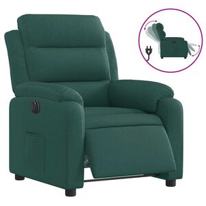 vidaXL Elektrisk reclinerf&aring;t&ouml;lj m&ouml;rkgr&ouml;n tyg