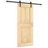 vidaXL Skjutd&ouml;rr Naturlig och svart 85 x 210 cm Massiv furutr&auml;d&ouml;rr