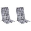 vidaXL Stolsdynor med hög rygg 2 st grå rutmönster oxfordtyg