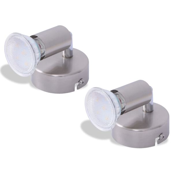 vidaXL Vägglampa med LED-Strålkastare 2 st Satin Nickel