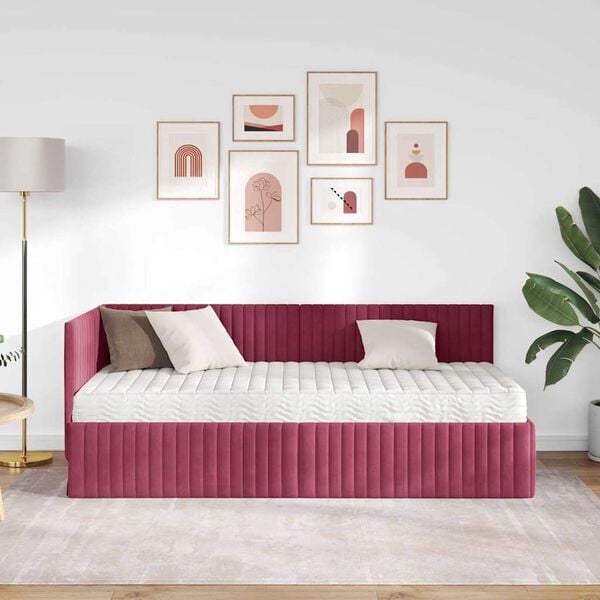 vidaXL H&ouml;rn S&auml;ngram med Madrass med huvudgavel 2 pcs Gr&ouml;n Sammet