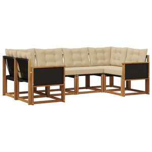 vidaXL Utomhussoffset med kudde 6 pcs Naturlig och Beige
