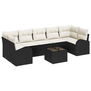 vidaXL Tr&auml;dg&aring;rdsoffset 8 pcs Svart och kr&auml;m 289 x 124 x 69 cm