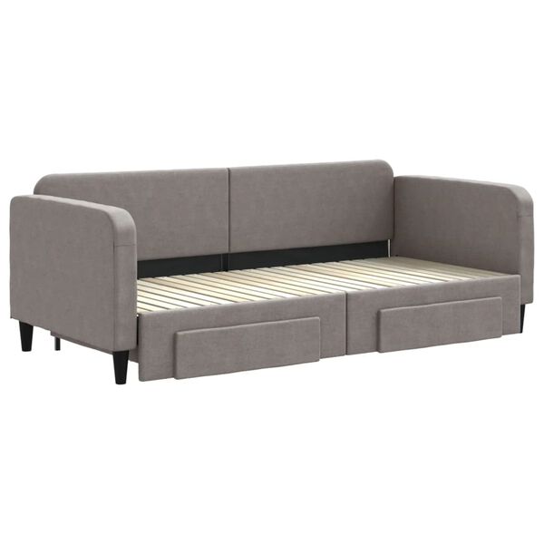 vidaXL Dagb&auml;dd utdragbar med l&aring;dor taupe 90x200 cm tyg