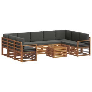 vidaXL Soffgrupper 10 pcs Naturlig och Antracit Massivt Akaciatr&auml;
