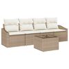 vidaXL Soffset med kudde 5 pcs Beige och gr&auml;ddf&auml;rgad konstrotting