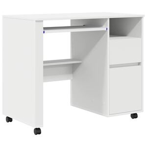 vidaXL Skrivbord med Hjul Vit Konstruerat tr&auml; 91 x 50 x 77 cm