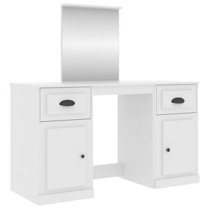 vidaXL Sminkbord med spegel vit 130x50x132,5 cm