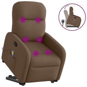 vidaXL Massagef&aring;t&ouml;lj med uppresningshj&auml;lp brun tyg