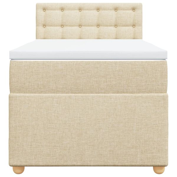 vidaXL Ramsäng med madrass gräddvit 90x200 cm tyg