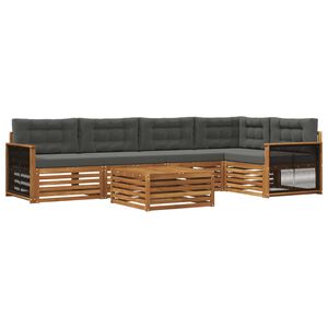 vidaXL Utomhussoffset med kudde 6 pcs Naturlig och Antracit