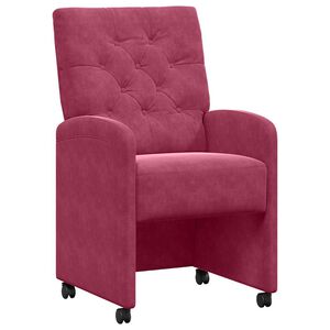 vidaXL Matstolar med hjul 2 st Sammet Vinr&ouml;d 58 x 67 x 97 cm