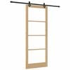 vidaXL Skjutd&ouml;rr Naturf&auml;rg 93 x 232 cm Massivt talltr&auml; och glas