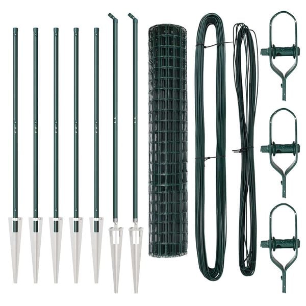 vidaXL St&auml;ngsel med stolpe Gr&ouml;n 1,5 x 10 m St&aring;l