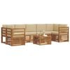 vidaXL Utomhussoffset 8 pcs Naturlig och Beige Massivt Akaciatr&auml;