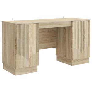 vidaXL Skrivbord Sonoma-ek 142,5 x 50 x 75 cm Konstruerat tr&auml;