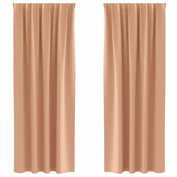 vidaXL M&ouml;rkl&auml;ggningsgardiner med Ringar 2 pcs Ljusbrun 260 x 140 cm