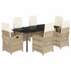 vidaXL Matgrupp f&ouml;r tr&auml;dg&aring;rden med dynor 7 delar beige konstrotting