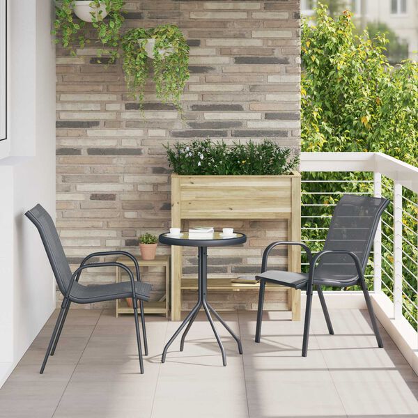 vidaXL Trädgårds Bistro Set 3 pcs Grå Stål