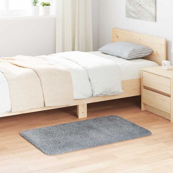 vidaXL Ryamatta med l&aring;ng lugg NAVARRA ljusgr&aring; 60x100 cm polyester