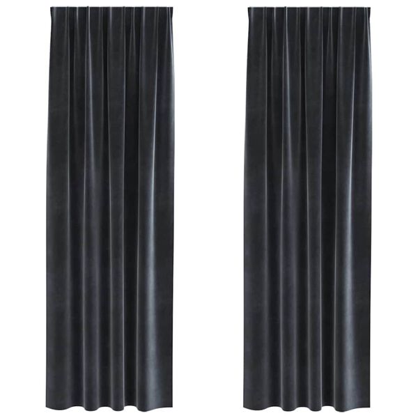 vidaXL M&ouml;rkl&auml;ggningsgardiner 2 pcs M&ouml;rkgr&aring; 140 x 245 cm Sammet