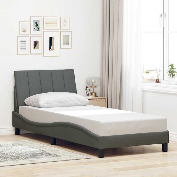 vidaXL Bed Frame without Mattress "Hanko" Dark Grey 80x200cm Fabric