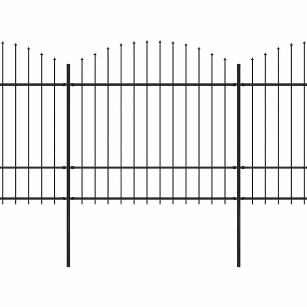 vidaXL Tr&auml;dg&aring;rdsstaket med spjuttopp st&aring;l (1,5-1,75)x15,3 m svart