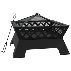 vidaXL Eldstad med eldgaffel 50 cm XXL st&aring;l