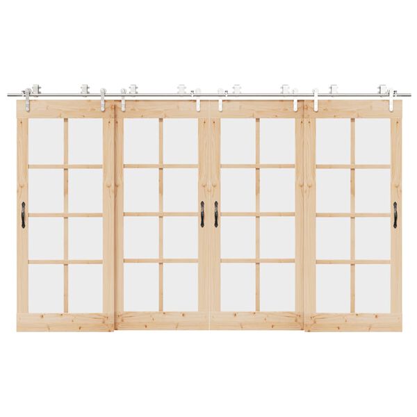 vidaXL Skjutdörrsbeslag 366 cm rostfritt stål silver