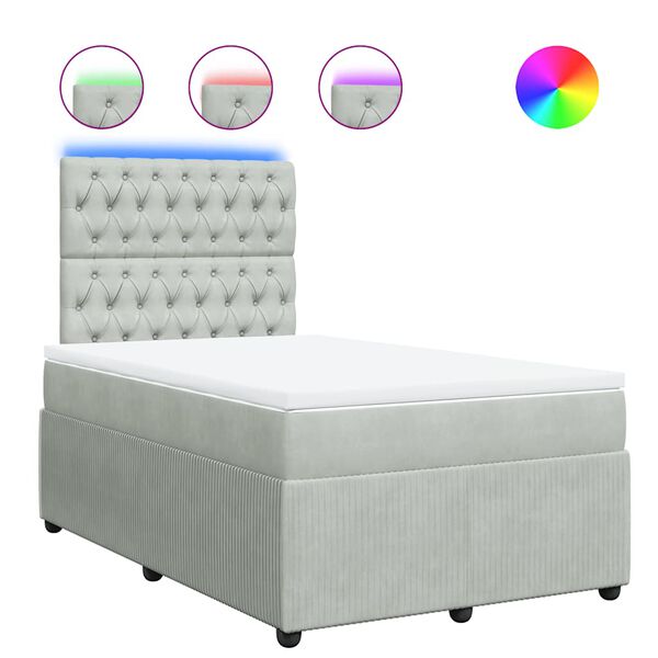 vidaXL Rams&auml;ng med madrass ljusgr&aring; 120x200 cm sammet