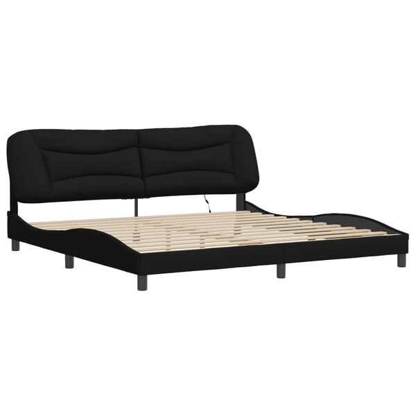 vidaXL Bed Frame with LED without Mattress "Hvar" Black 200x200 cm Fabric