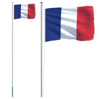 vidaXL Frankrikes flagga och flaggstång 6,23 m aluminium