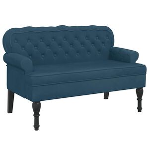 vidaXL B&auml;nk med ryggst&ouml;d bl&aring; 119,5x64,5x75 cm sammet