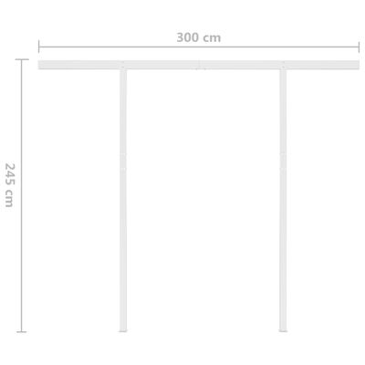 vidaXL Markis med stolpar automatisk infällbar 3,5x2,5 m gräddvit