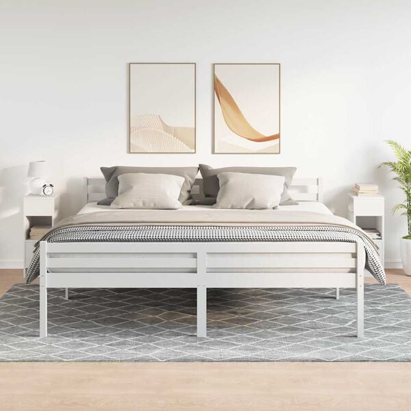 vidaXL S&auml;ngbord 2 st med l&aring;da vit 25x31x66 cm