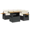 vidaXL Loungegrupp med dynor 6 delar svart konstrotting