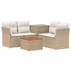 vidaXL Soffset 6 st Beige och kr&auml;mvit Poly Rattan och st&aring;l