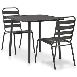 vidaXL Caf&eacute;set 3 delar st&aring;l m&ouml;rkgr&aring;