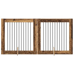 vidaXL Hundgrind med st&auml;llningar 2 pcs Gammalt tr&auml; 100 x 100 cm