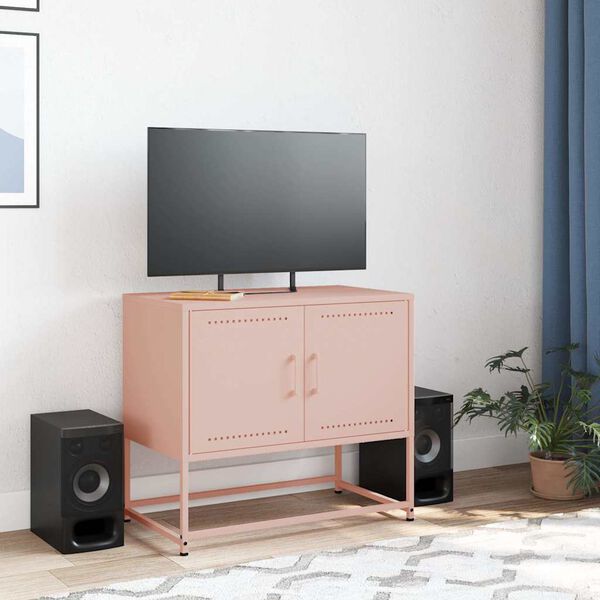 vidaXL TV-sk&aring;p rosa 68,5x39x60,5 cm st&aring;l
