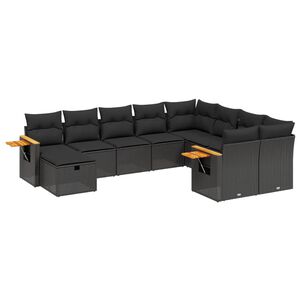 vidaXL Loungegrupp 10 delar med svarta dynor konstrotting