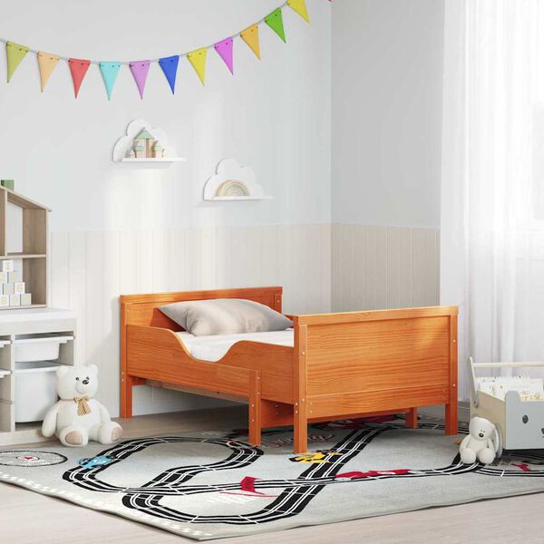 vidaXL S&auml;ngram med madrass med huvudgavel Brun 80 x 200 cm Massiv furu