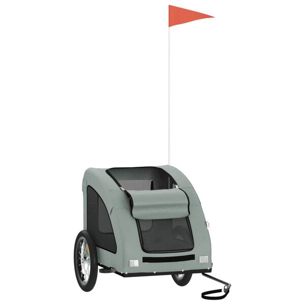 vidaXL Cykelvagn för djur grå oxfordtyg och järn