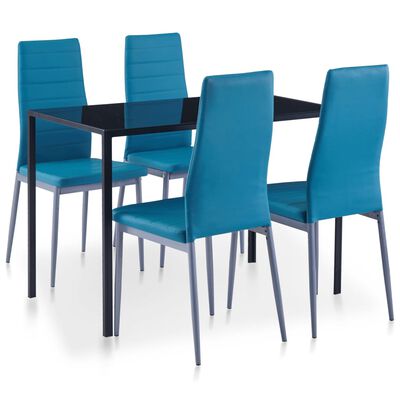 vidaXL Matbord och stolar 5 delar blå
