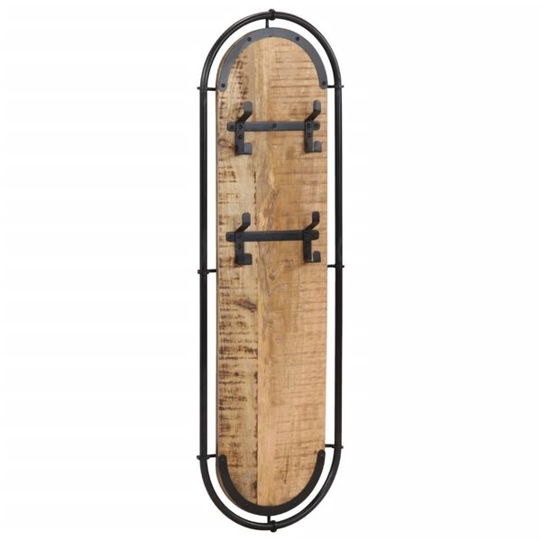 vidaXL V&auml;ggmonterad kl&auml;dh&auml;ngare med 4krokar 2st massivt grovt mangotr&auml;