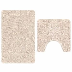 vidaXL Antisklid badmatta set 2 st Kr&auml;m 50 x 50 cm PP